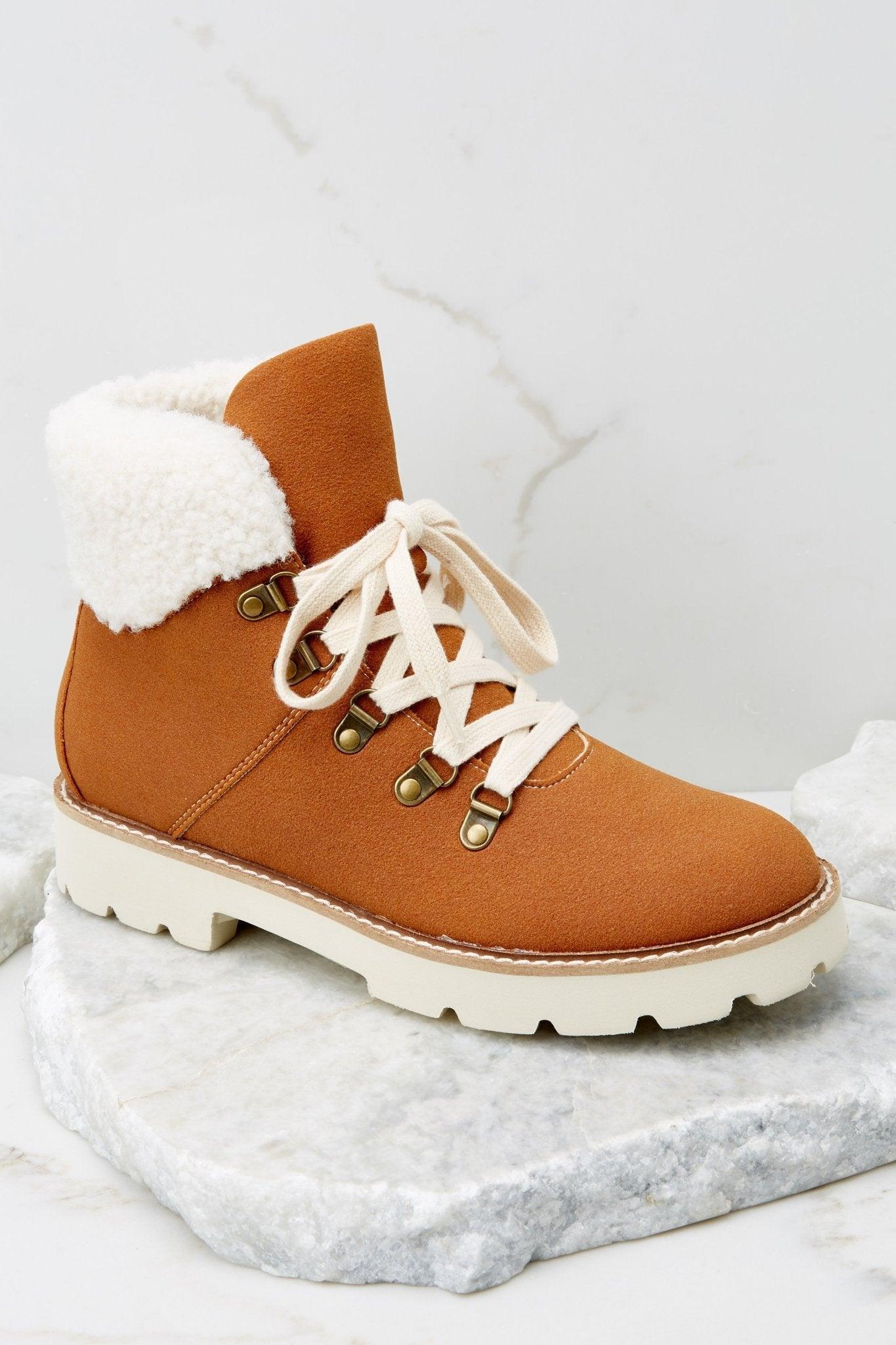 In Step Cognac Lace Up Boots Product Image