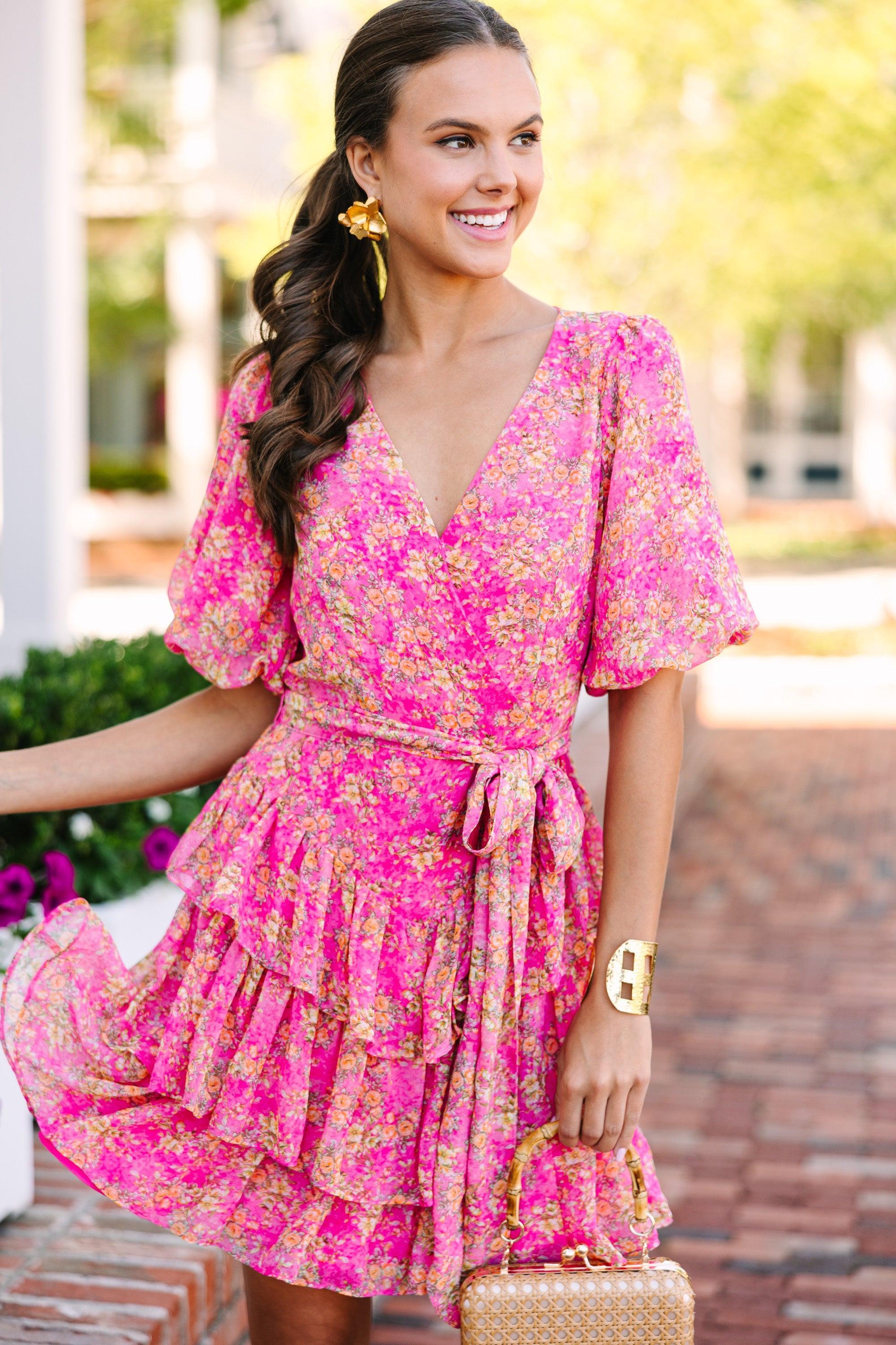 Fate: Where To Begin Fuchsia Pink Ditsy Floral Dress Female Product Image