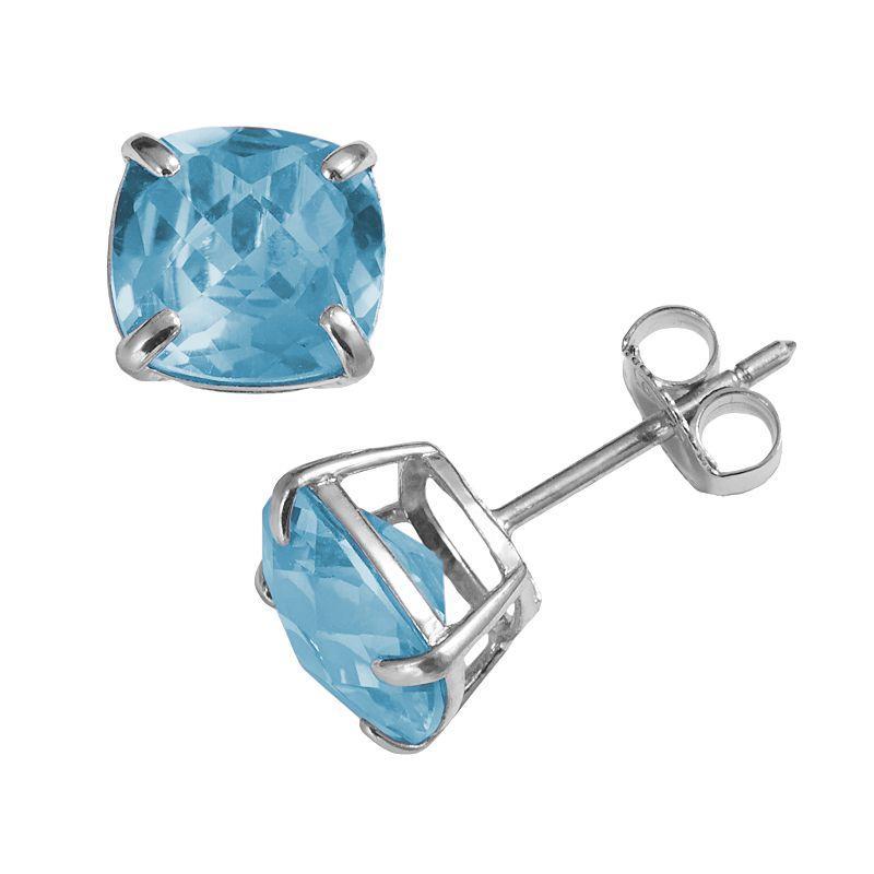 Designs by Gioelli Sterling Silver Lab-Created Aquamarine Stud Earrings, Womens, Blue Product Image