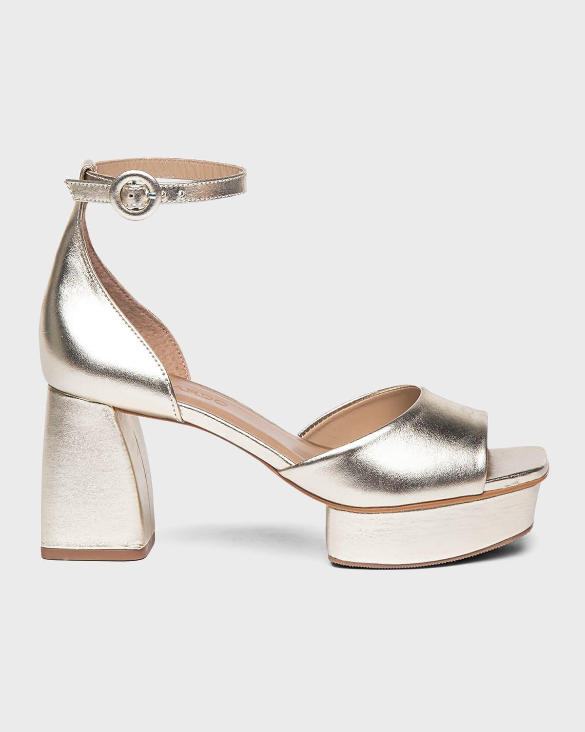 Raleigh Metallic Ankle-Strap Platform Sandals Product Image