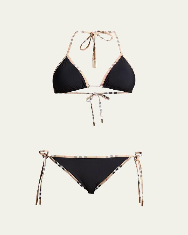 Check-Trimmed Two-Piece Bikini Set Product Image