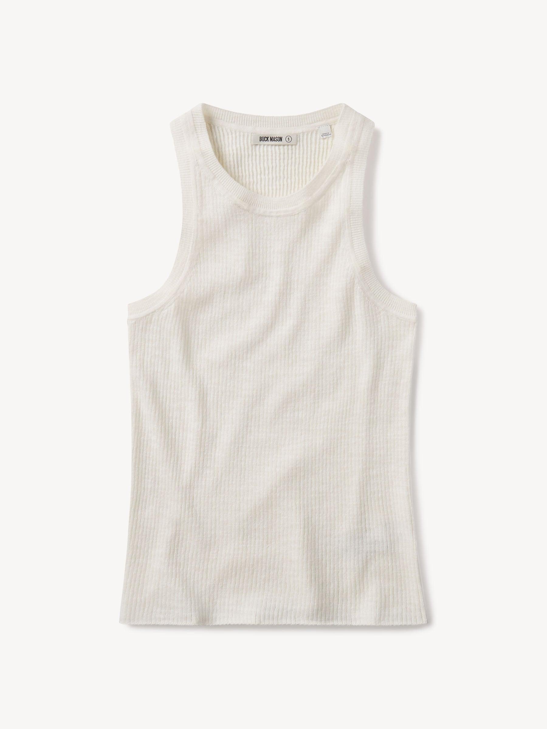 Soft White Coastal Linen Rib Tank Product Image