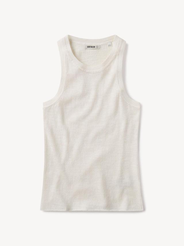 Soft White Coastal Linen Rib Tank Product Image