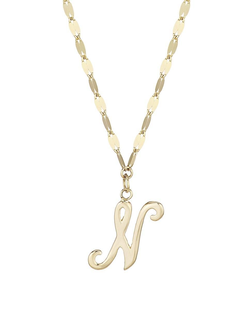 Womens 14K Yellow Gold Cursive Initial Pendant Necklace Product Image