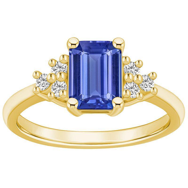 Alyson Layne 14k White Gold Emerald-Cut Tanzanite & 1/5 Carat T.W. Diamond Ring, Womens Purple Product Image