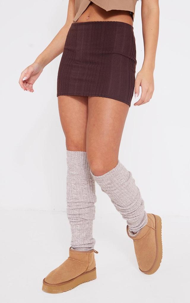 Chocolate Brushed Rib Mini Skirt Product Image