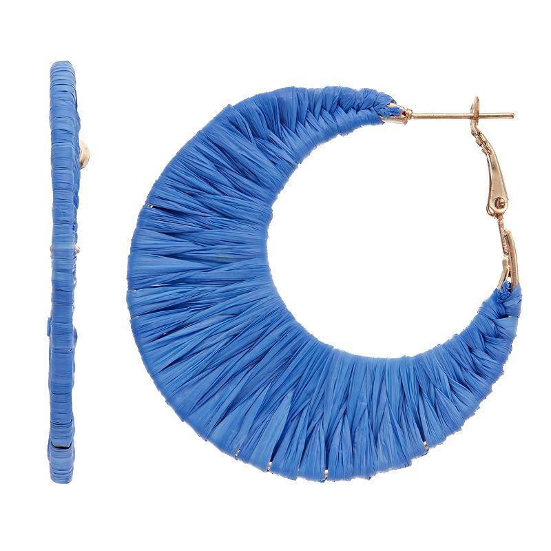 Pannee By Panacea Raffia Round Drop Earrings, Womens, Blue Product Image