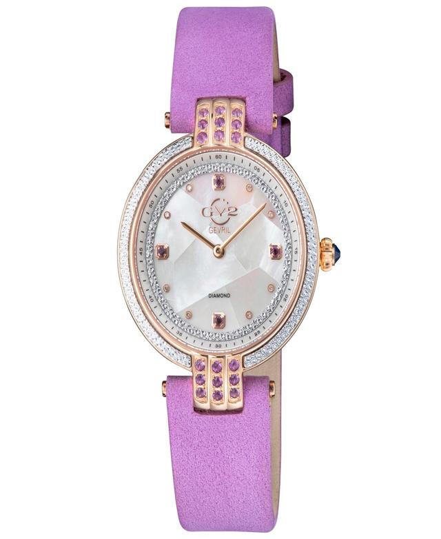 Gevril Womens Matera Swiss Quartz Italian Lilac Leather Strap Watch 35mm - Rose Product Image