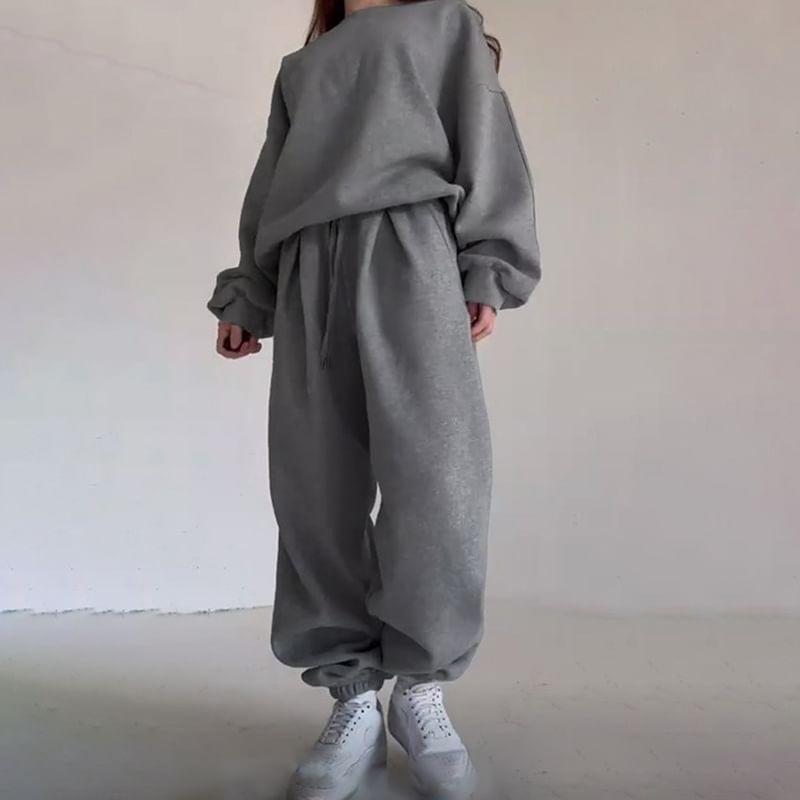 High Rise Plain Baggy Pants product image