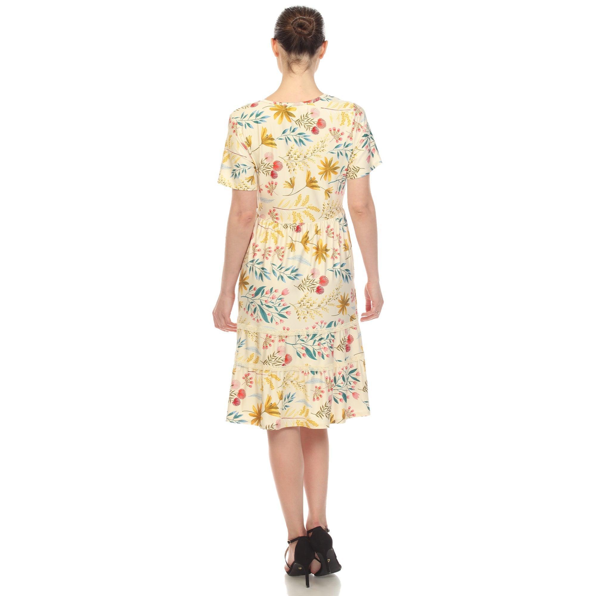 Floral Short Sleeve Knee Length Dress Product Image