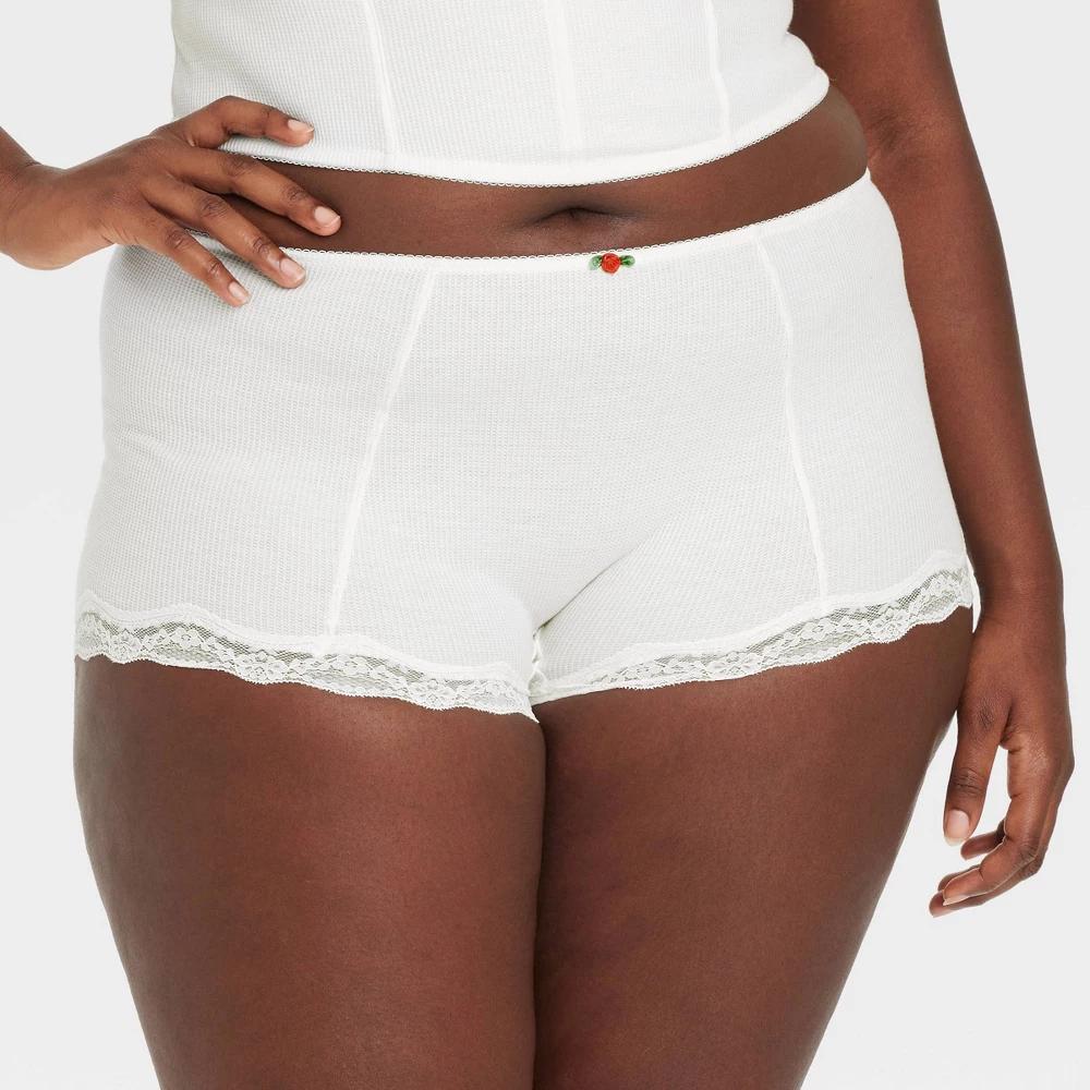 Womens Waffle Boy Shorts - Colsie White XXL Product Image