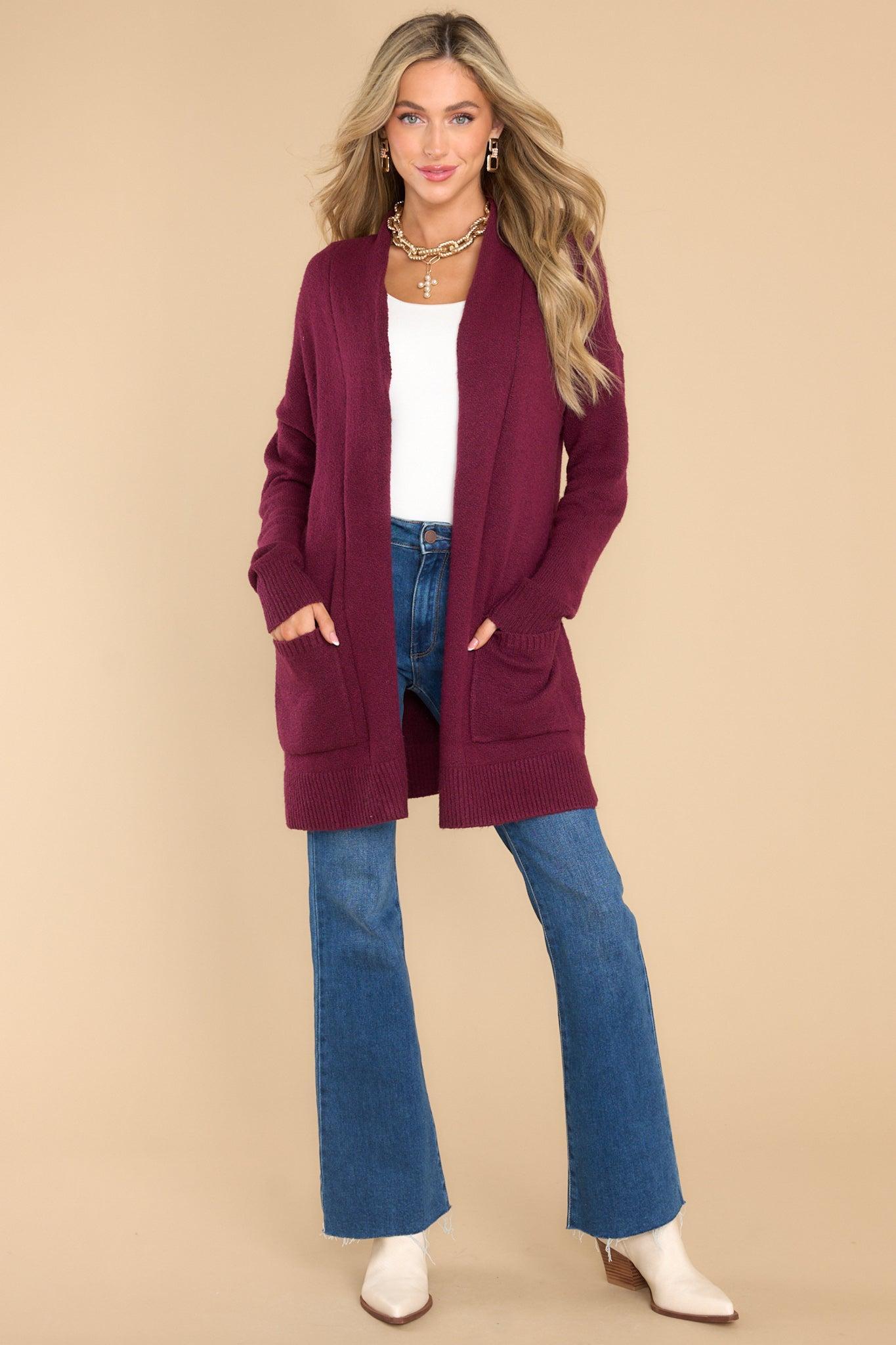 Pocketful Of Fun Times Berry Cardigan Red Product Image