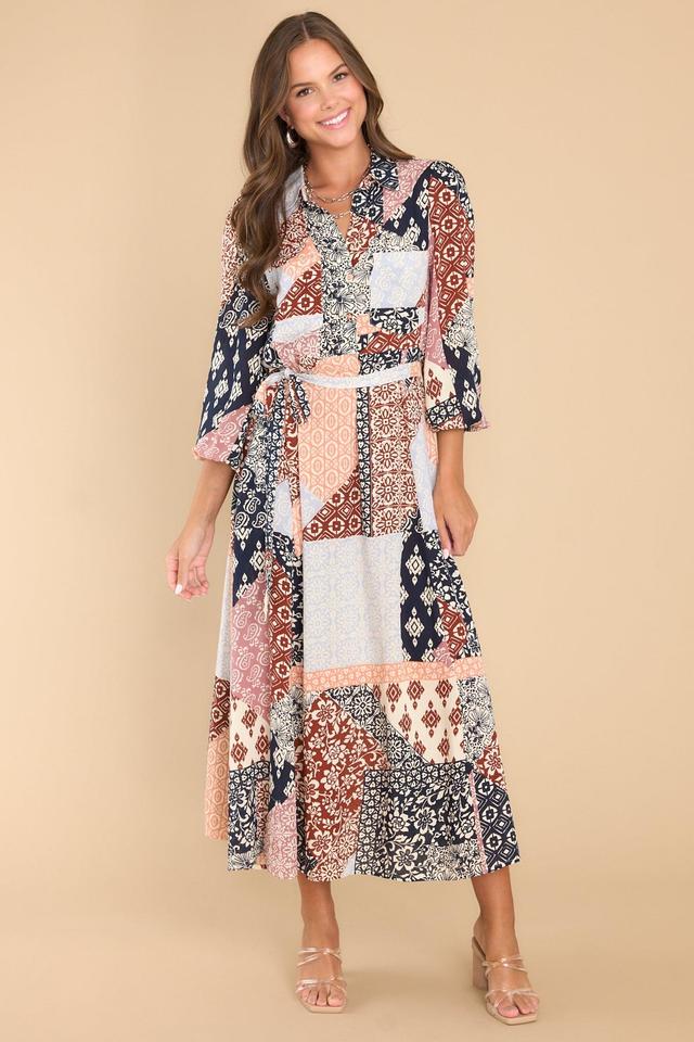 Hear The Applause Rust Patchwork Maxi Dress Print Product Image