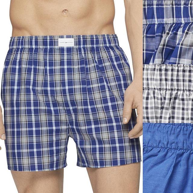 Tommy Hilfiger Cotton Classics Woven Boxer 3-Pack (Paris Blue) Men's Underwear Product Image