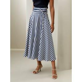 Silk Striped Midi Skirt Product Image