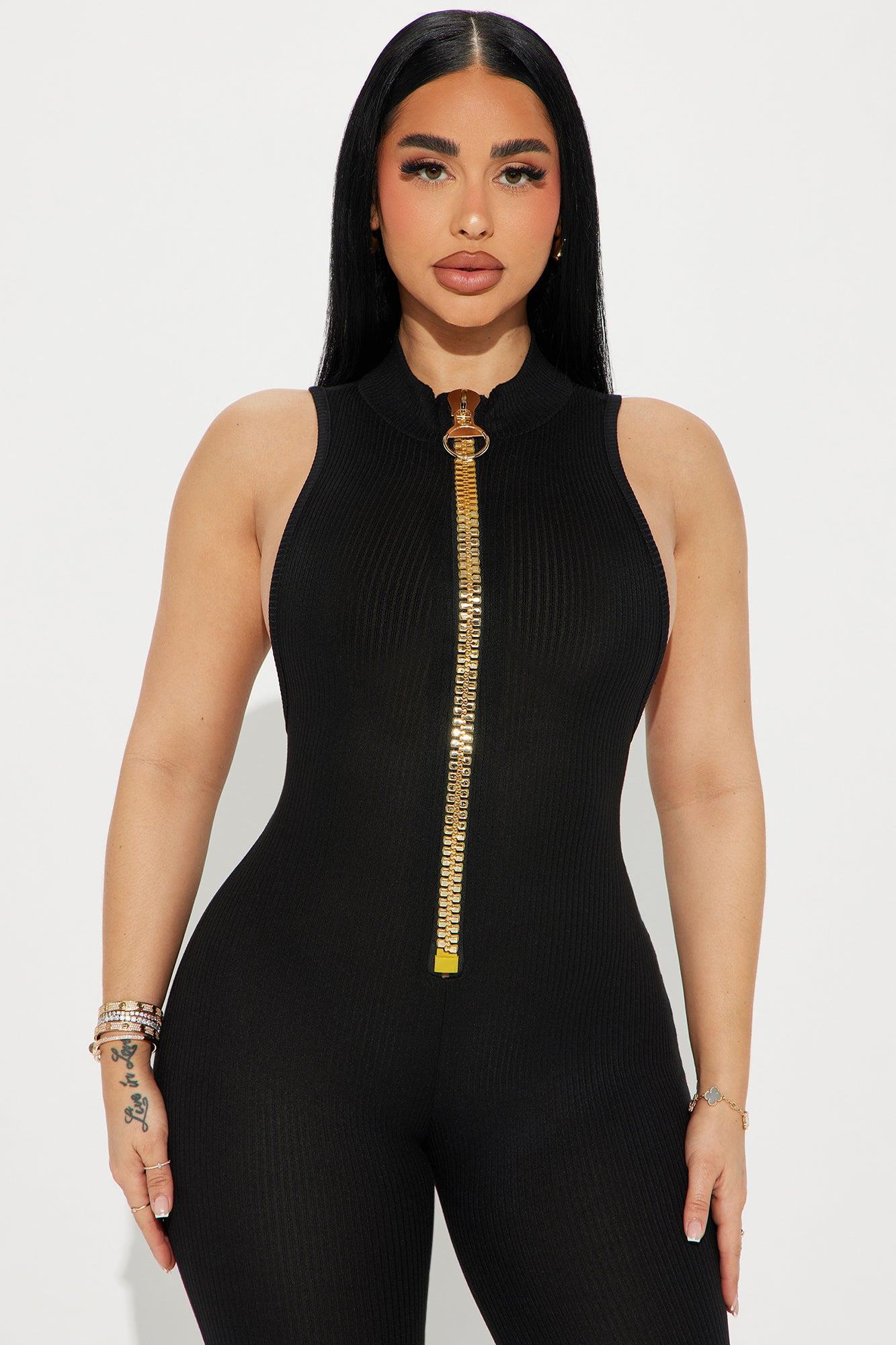 Zita Ribbed Jumpsuit - Black Product Image