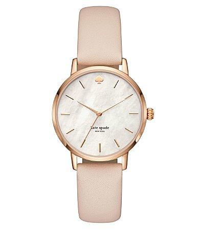 kate spade new york Metro Mother-of-Pearl Analog Leather-Strap Watch Product Image