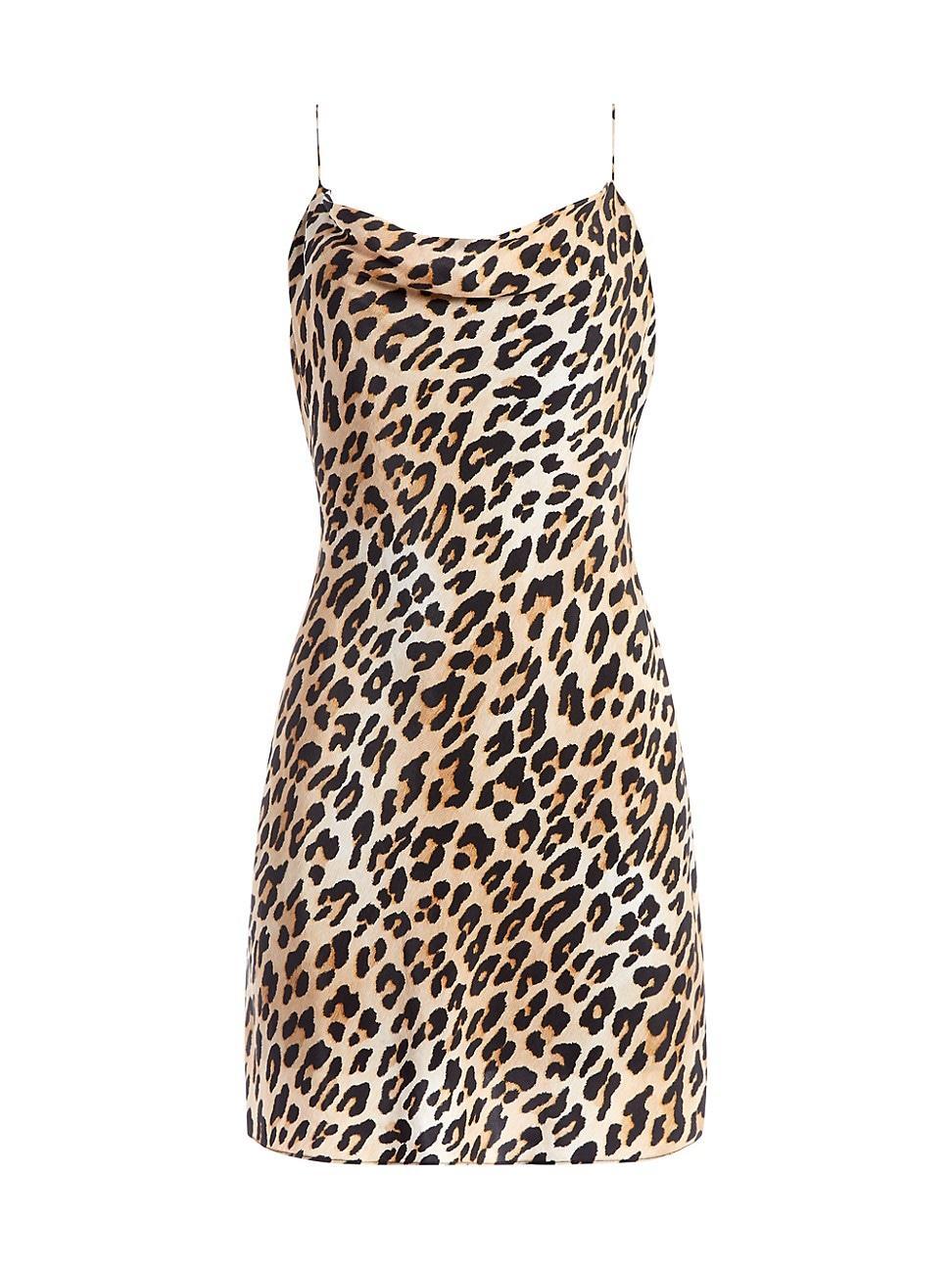 Womens Harmony Leopard Draped Slip Mini Dress Product Image