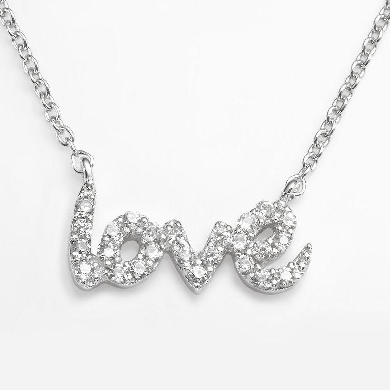 Sophie Miller Sterling Silver Cubic Zirconia Love Link Necklace, Womens White Product Image