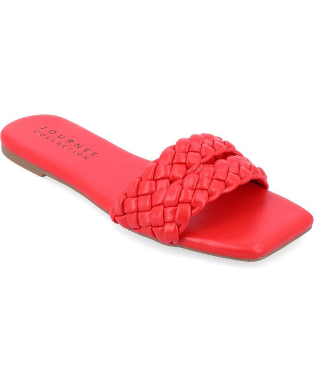 Journee Collection Sawyerr Womens Braided Slide Sandals Red Product Image