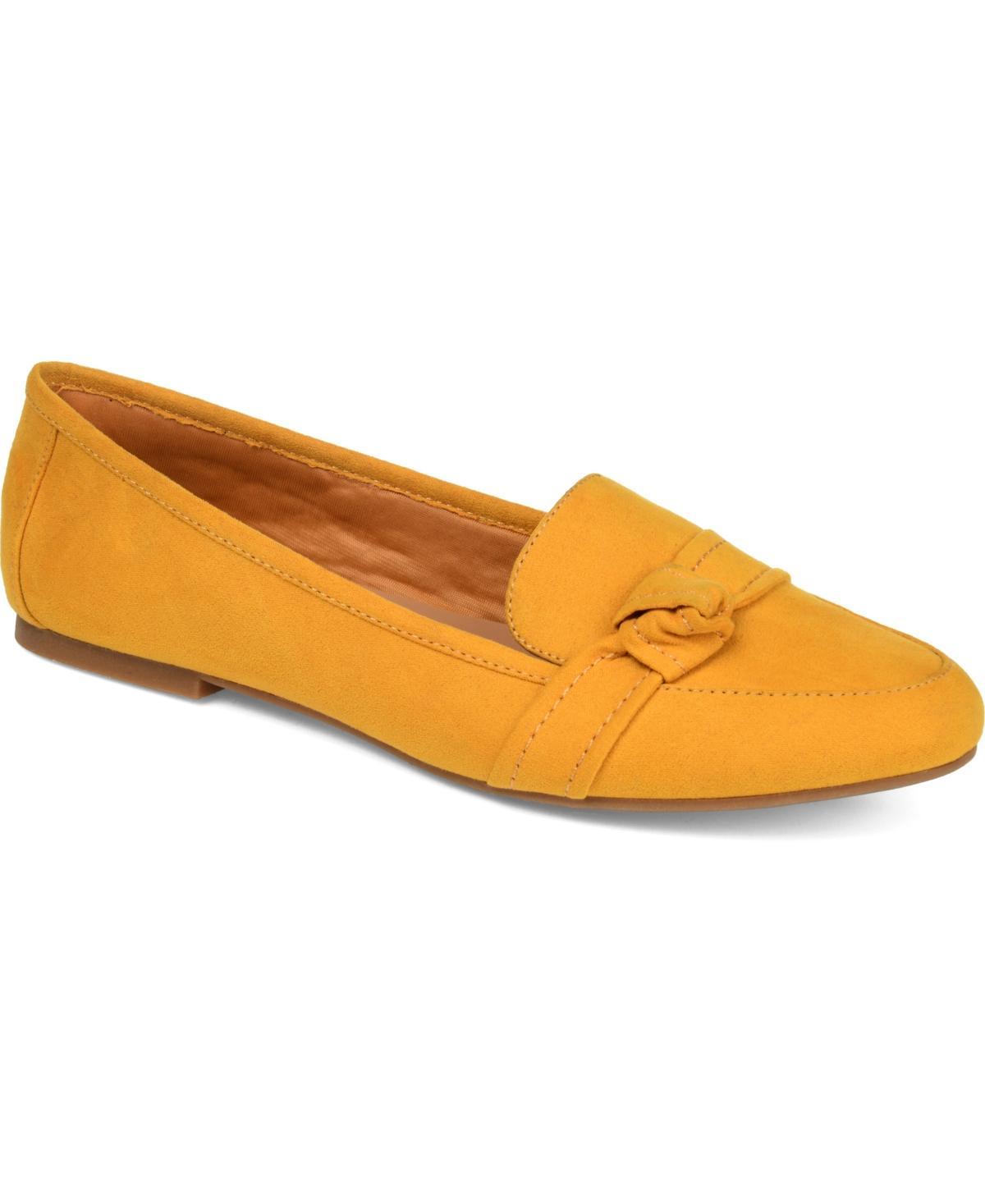 Journee Collection Womens Marci Slip On Round Toe Loafer Flats Mustard 8WD Product Image