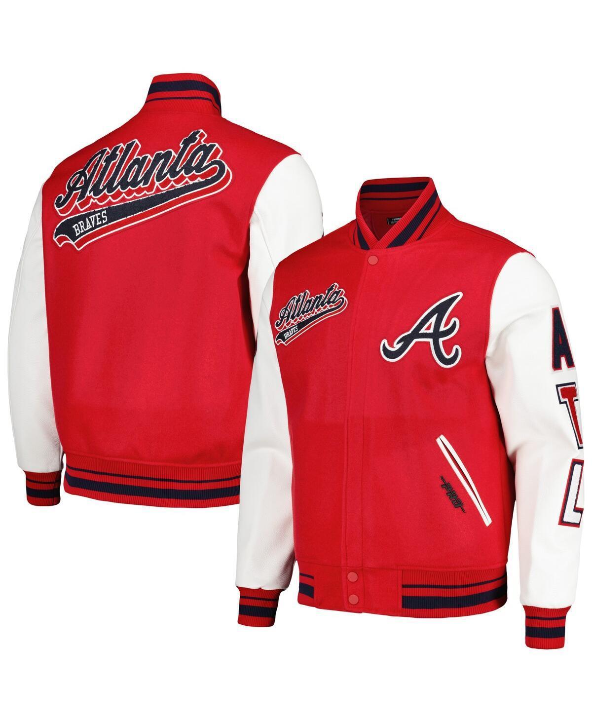 Mens Pro Standard Red Atlanta Braves Script Tail Wool Full-Zip Varity Jacket Product Image