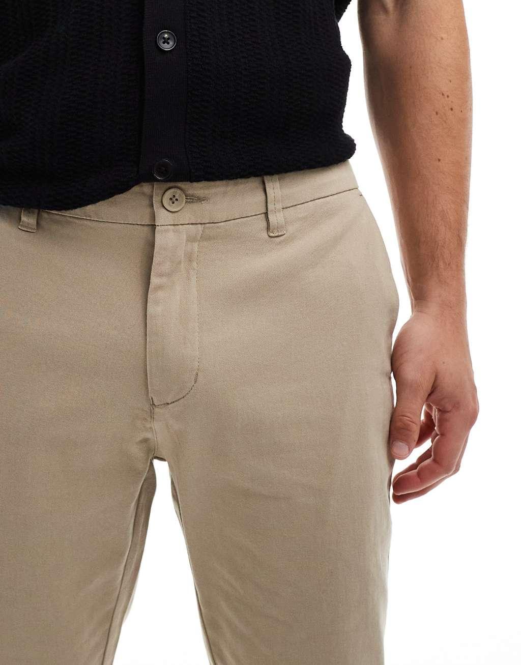 Only & Sons slim fit chinos in beige Product Image