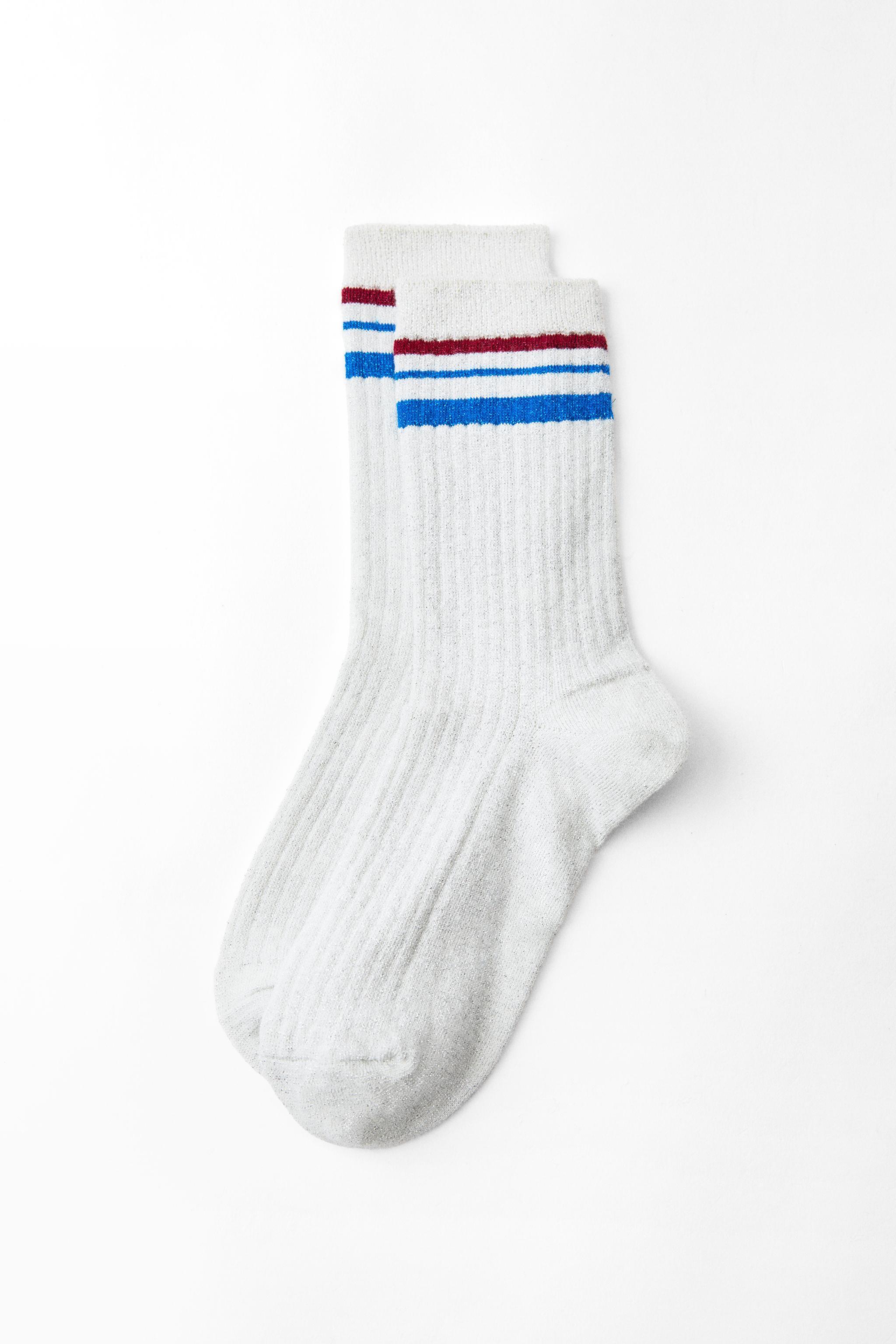 METALLIC THREAD STRIPED SOCKS Product Image