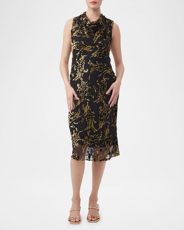 Ulani 2 Metallic Cowl-Neck Midi Dress Product Image