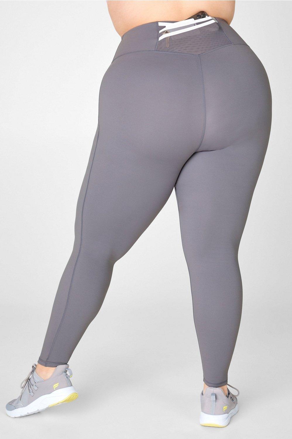 Fabletics Trinity High-Waisted Pocket Legging Womens Quarry Grey/White plus Size 4X Product Image