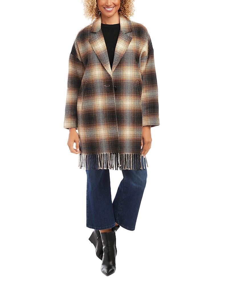 Karen Kane Plaid Fringe Jacket Women's Jacket Product Image