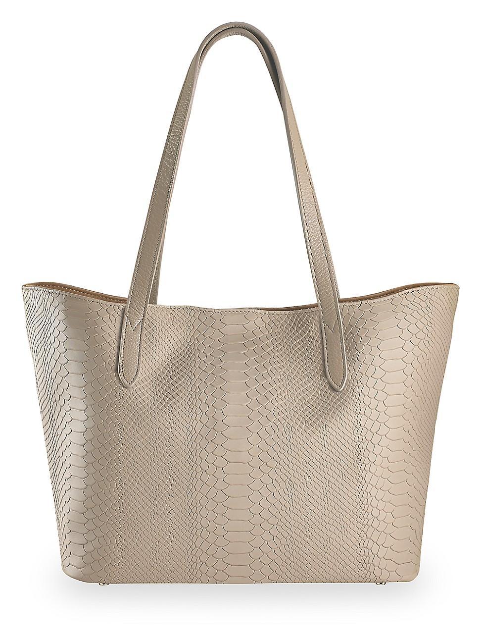 Womens Teddie Python-Embossed Leather Tote Product Image