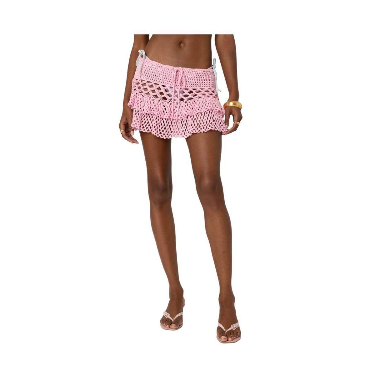 Edikted Womens Ruffled Crochet Mini Skirt Product Image