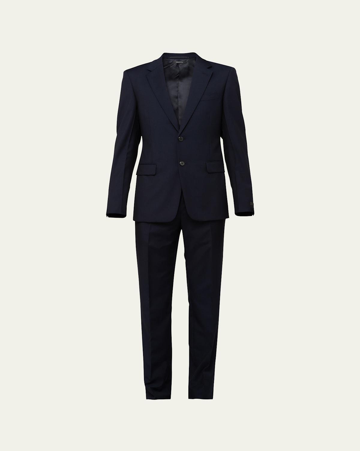 Mens Solid Wool-Mohair Suit Product Image