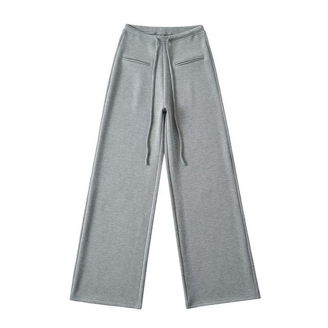 Drawstring Waist Wide Leg Sweatpants Product Image