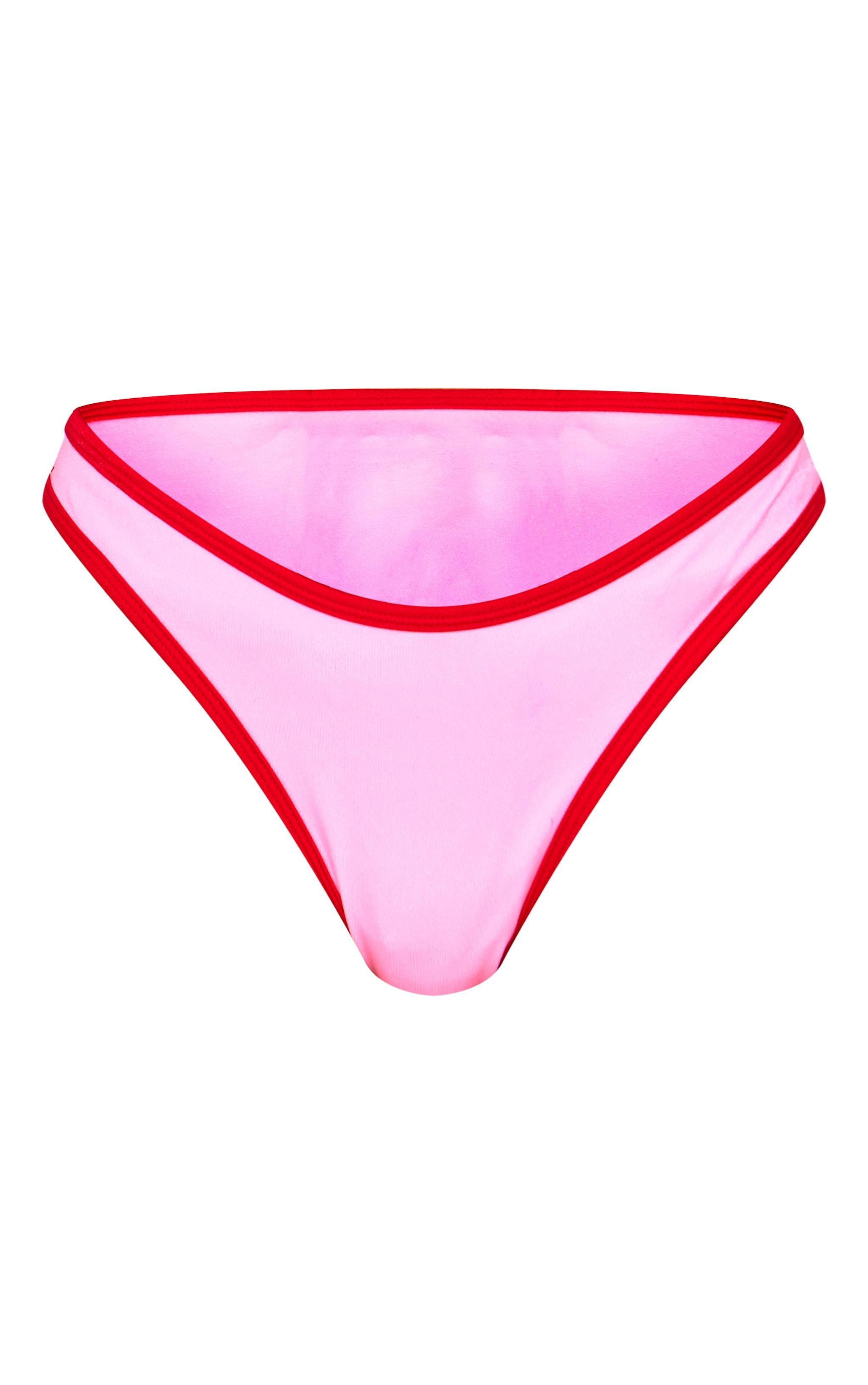 Pink Micro Contrast High Leg Bikini Bottoms Product Image