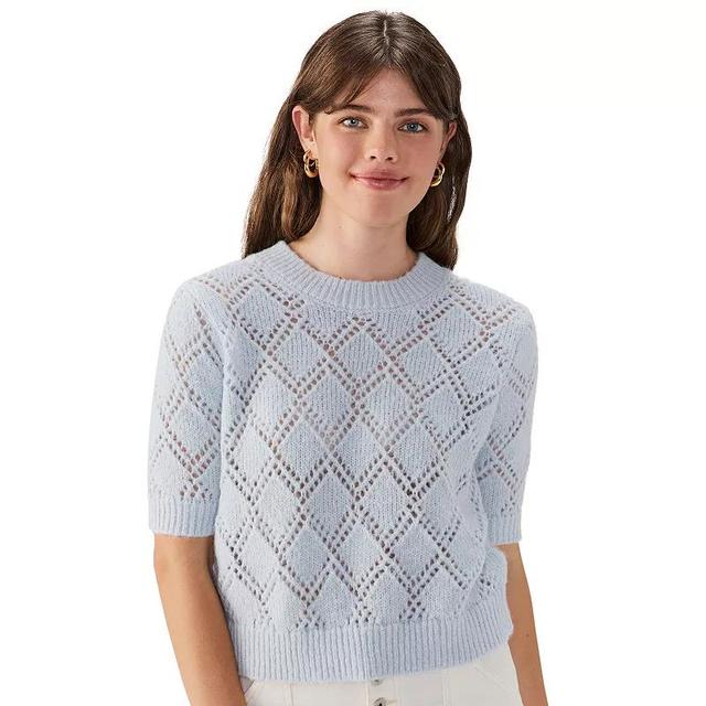 Womens Modern Supply by Sanctuary Pointelle Short Sleeve Sweater Artctic White Product Image