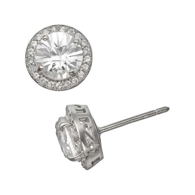 Sterling Silver Lab-Created White Sapphire Halo Stud Earrings, Womens Product Image