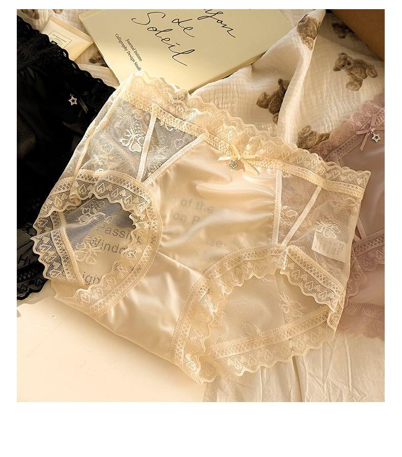 Plain Lace Trim Bikini Panties Product Image