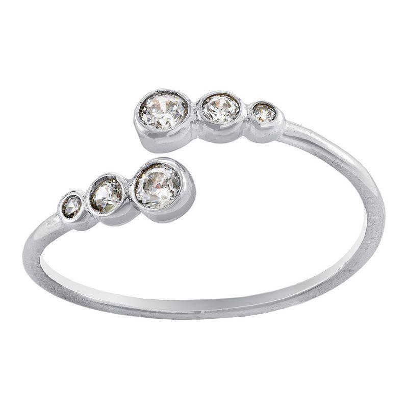 Main and Sterling Sterling Silver Cubic Zirconia Bypass Ring, Womens Silver Tone Product Image