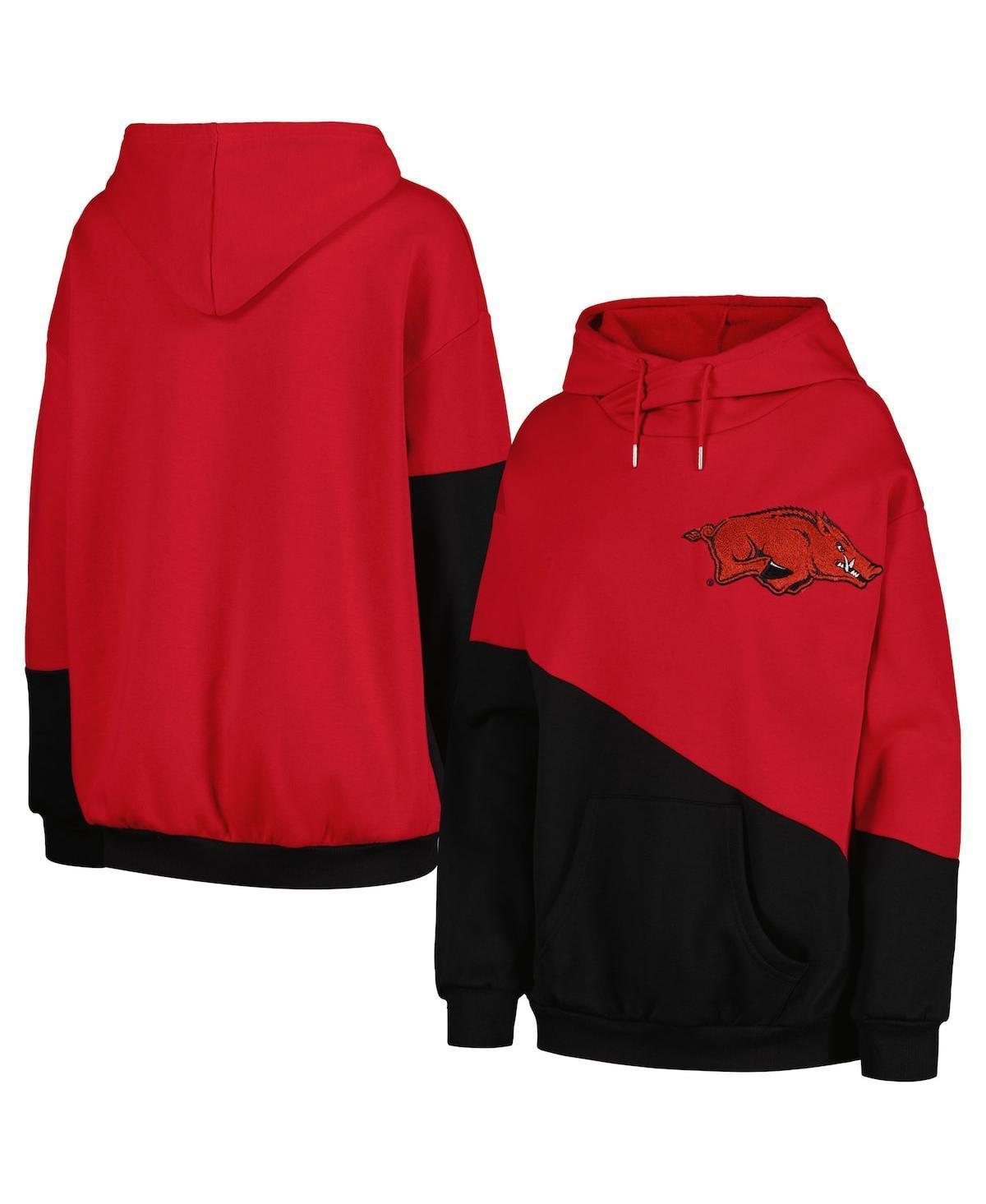 Womens Gameday Couture Cardinal Arkansas Razorbacks Matchmaker Diagonal Cowl Pullover Hoodie - Cardinal Product Image