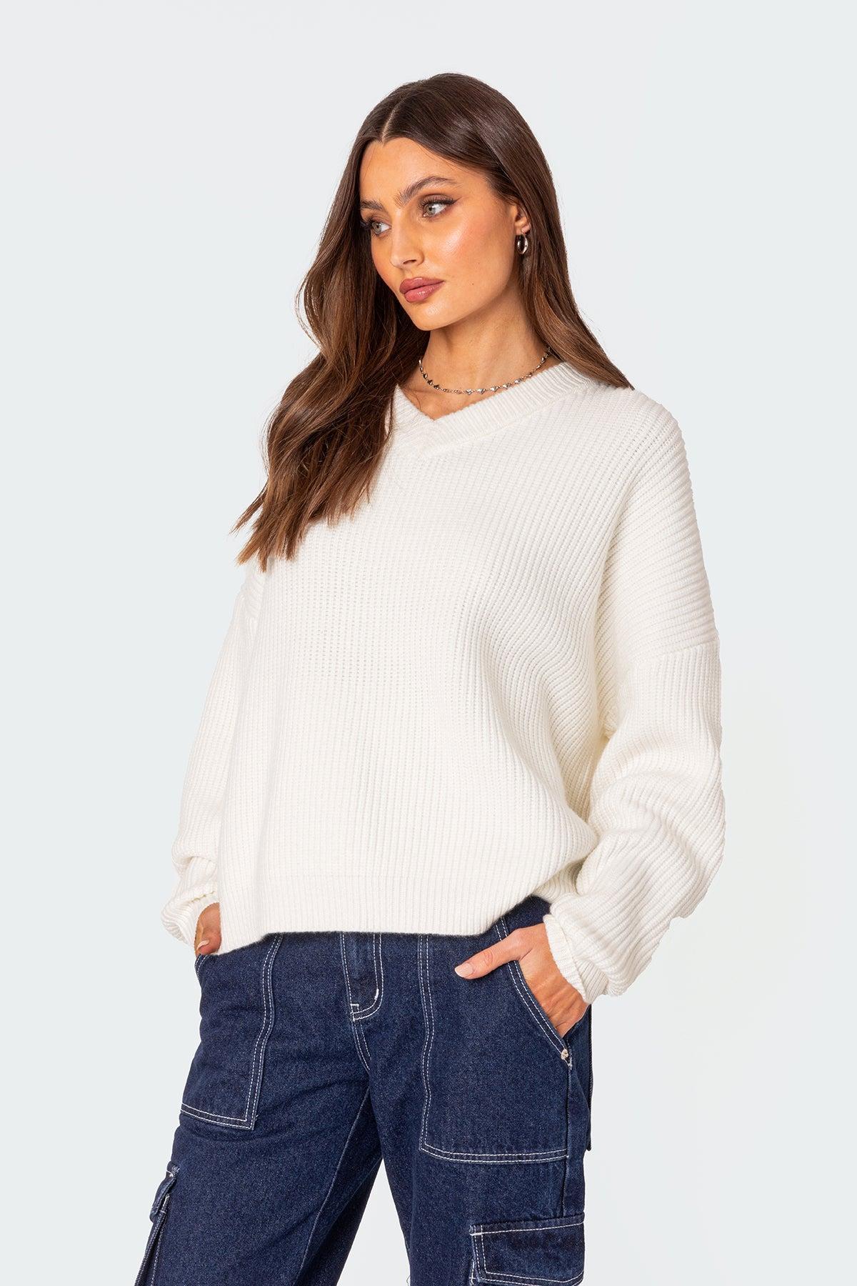 Denny Oversized V Neck Sweater Product Image