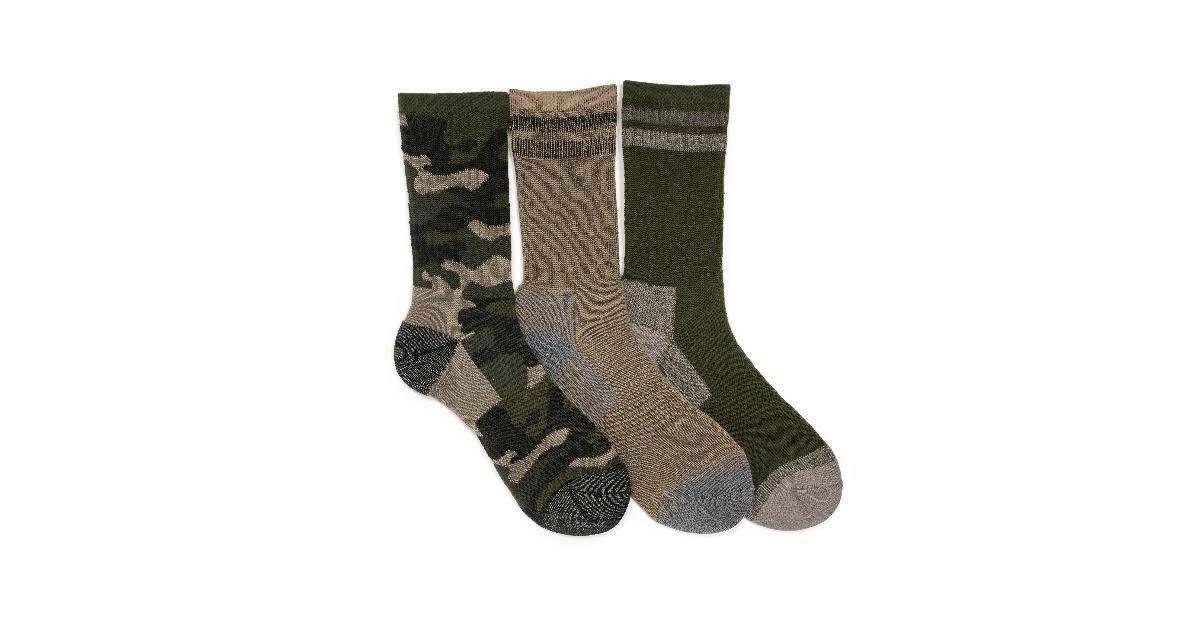 Muk Luks Mens Crew Hike Heat Retainer Socks (3 Pack) - Iron oxide Product Image