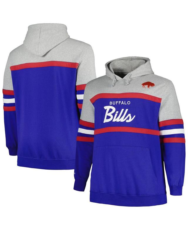 Mens Mitchell & Ness Heather Gray Buffalo Bills Big and Tall Head Coach Pullover Hoodie - Heather Gray Product Image