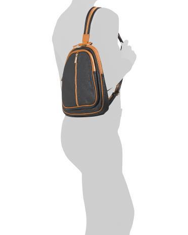 Leather Half Ring Top Handle Flat Backpack for Women Product Image