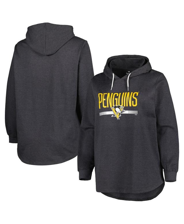 Womens Heather Charcoal Pittsburgh Penguins Plus Size Fleece Pullover Hoodie Product Image