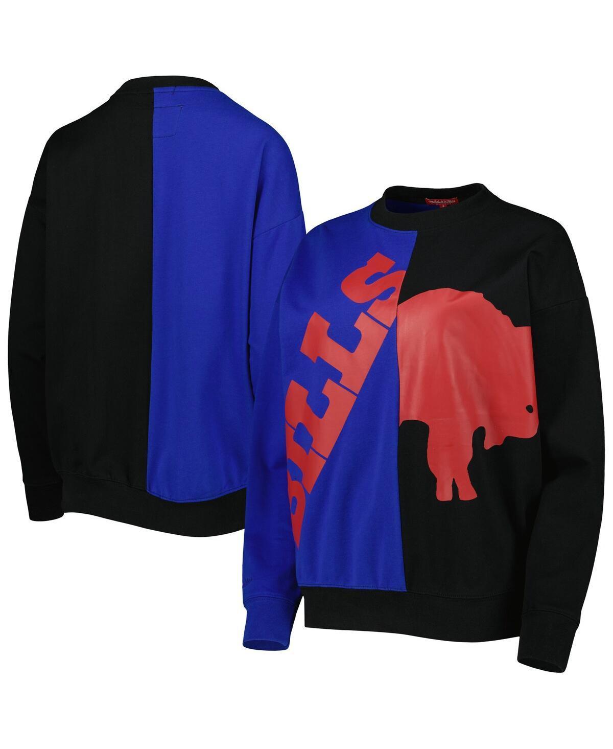 Womens Mitchell & Ness Royal/Black Buffalo Bills Big Face Pullover Sweatshirt Product Image