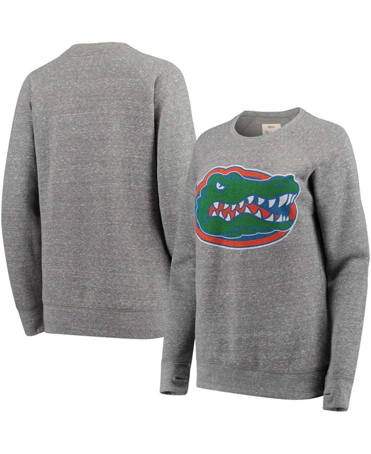 Womens Heathered Gray Florida Gators Big Team Logo Knobi Fleece Tri-Blend Crew Neck Sweatshirt Product Image