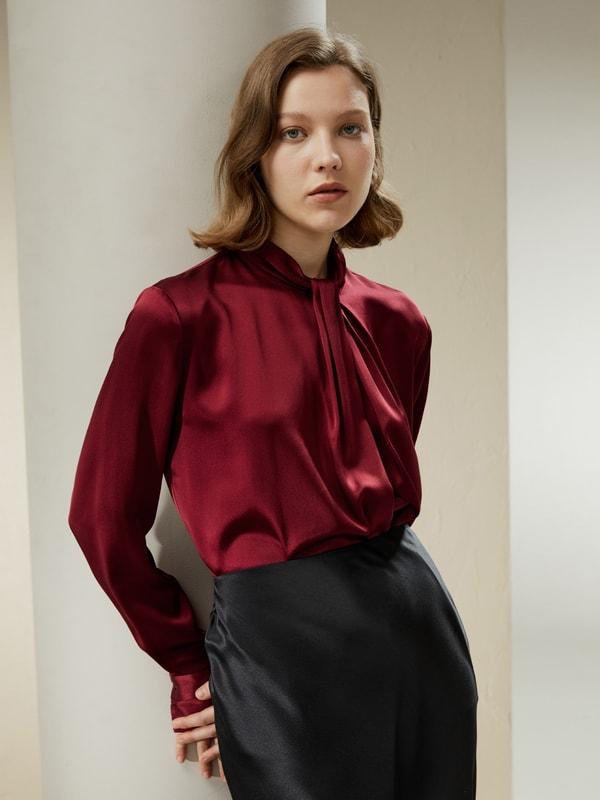 Asymmetrical Embellished Pleats Shirt Product Image