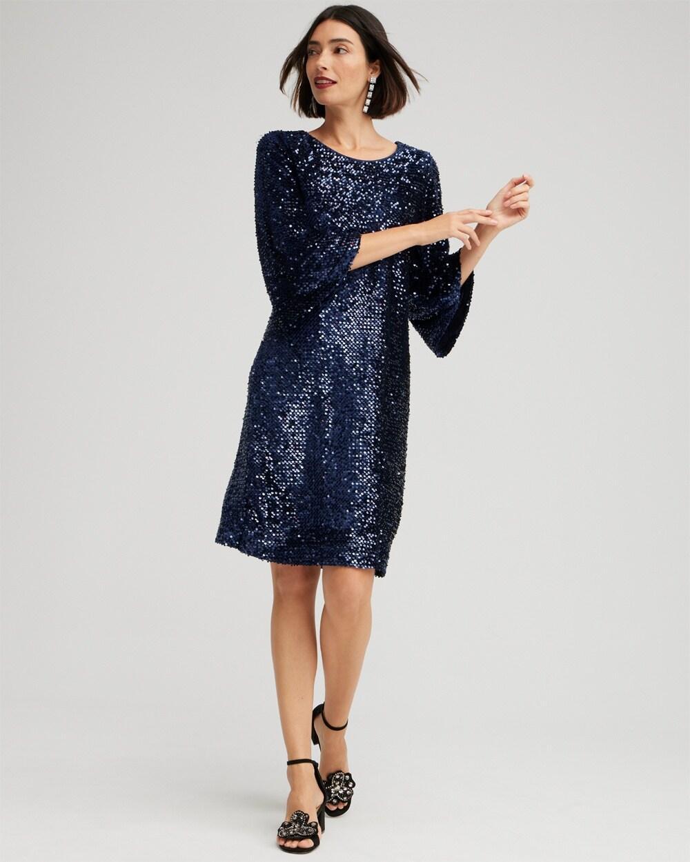 Velvet Sequin Bell Sleeve Dress Product Image